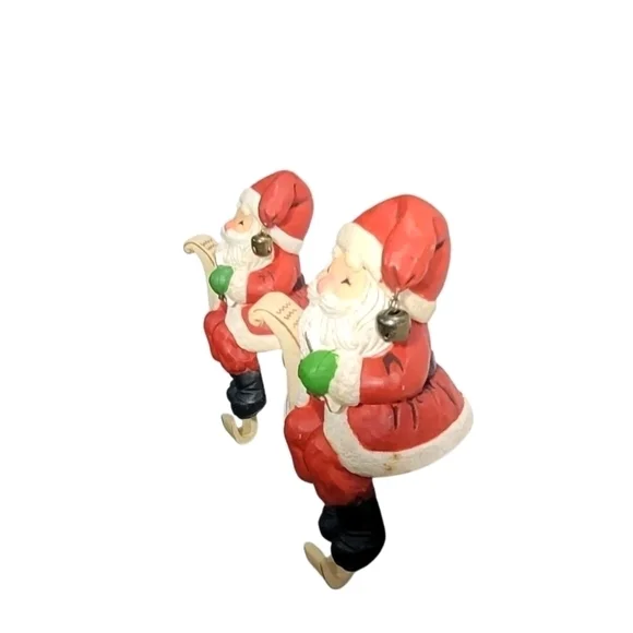 Vintage Santa Claus Checking His List Stocking Hanger 1984 Hallmark Set of 2 - Picture 5 of 11